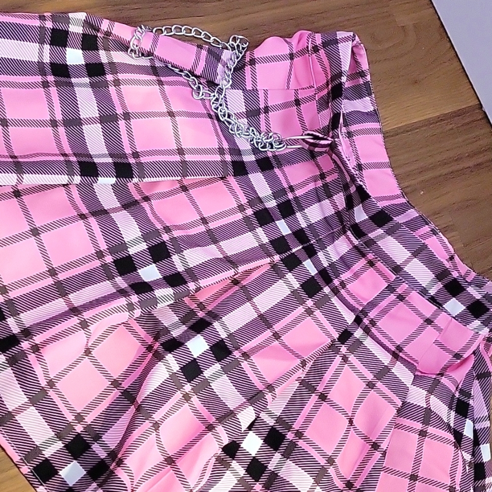 Emo goth plad skirt with side chain